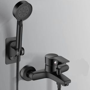 Miscelatore per <span class=keywords><strong>Doccia</strong></span> e Vasca da Bagno a Parete in Acciaio Inox 304 Nero Opaco di Qualità Alberghiera con Doppia Uscita e Nucleo in Ceramica per Massaggio a Pioggia - Product Image 2