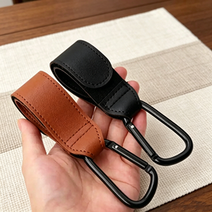Crochets de poussette en cuir PU, universels et réglables, pour sacs, poussettes, voitures, chariots de courses et vélos - Product Image 3