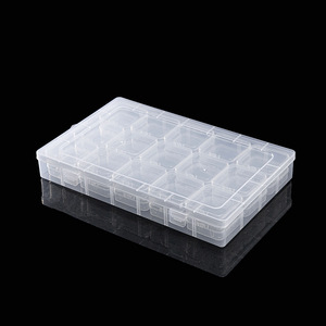 Clear Solid Color <b>Plastic</b> Storage <b>Box</b> 28cm with 15 Compartments for Jewelry Craft Organizing Flip Top Lid Transparent Container - Product Image 2