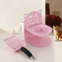Pelleteuse à litière pour chat en acier inoxydable, détachable, bol pour chat, protection du cou, anti-déversement, pelleteuse de nettoyage pour chats et chiens