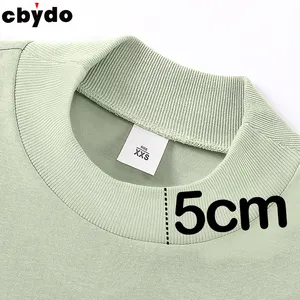 Cbydo Clothing Manufacturers 280g Heavyweight Oversized Tshirt White High Collar Custom Drop Shoulder Thick Men's T-shirts