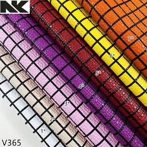 V365 schwarze Linie Lattice-PVC Kunstleder, geeignet für Gepäck, Handtaschen, Riemen und Schuhablage Materialien