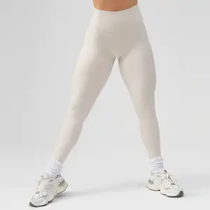 2024 kustom Logo spandeks pakaian olahraga wanita pinggang tinggi celana Yoga Gym olahraga ketat kebugaran pakaian pengangkat bokong legging Yoga