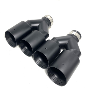 1 Paire (G+D) de doubles embouts d'échappement noirs en acier inoxydable, système de tuyaux d'échappement universels, silencieux pour BMW, Benz, <span class=keywords><strong>Golf</strong></span> <span class=keywords><strong>7</strong></span> - Product Image 4