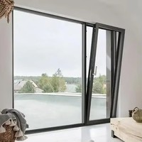 Fenêtres à battants verticaux en alliage d'aluminium durable, insonorisées, résistantes à la chaleur, double vitrage, multi-usages, extérieur