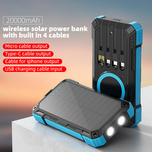 Batería Externa Solar Portátil al por Mayor con Logotipo, 20000 mAh, Carga Rápida de 12 V, Cables Integrados Tipo C para Teléfono Celular - Product Image 2