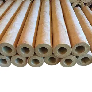 KAIHUA Materials Construction Water Insulated 140kg/m3 Rock Wool Pipe / Tube Fireproof Insulation