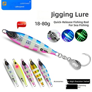 Leurre de pêche en métal CNC, type jig, phosphorescent, pour jigging lent, avec 4 hameçons, pour la pêche en mer, matériel de sport et de divertissement - Product Image 4