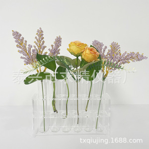Glass Test Tube <b>Vase</b> Set With Hydroponic Flowers Tabletop Decor For Housewarming Gift - Product Image 2