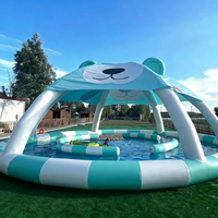 Piscine gonflable de dessin animé avec auvent solaire, grande piscine gonflable extérieure pour équipement de jeux aquatiques de parc d'attractions