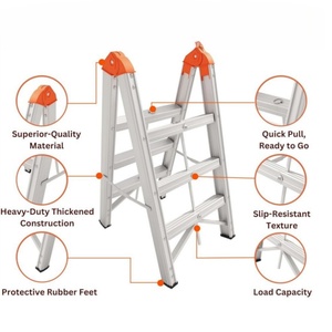 Deliladder Compact <span class=keywords><strong>3</strong></span>/4/5 <span class=keywords><strong>marches</strong></span> en aluminium cadre portable certifié CE bâton échelle anti-dérapant pédale hauteur accessible - Product Image 5