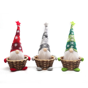 Poupées de Noël en forme de gnome dans un panier, mini figurines pour décoration intérieure, décoration de Noël, 2,9 pouces, en tissu - Product Image 5