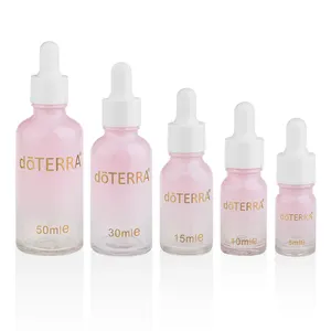 Uçucu yağ kozmetik ambalaj için şişe 5ml 10ml 15ml 30ml 50ml 100ml pembe beyaz damlalıklı serum şişesi