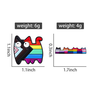 Arc-en-ciel chat émail broche LGBT fierté <span class=keywords><strong>Gay</strong></span> coloré chaton dessin animé Animal broche revers sac à dos Badge bijoux cadeau pour les amis - Product Image 6