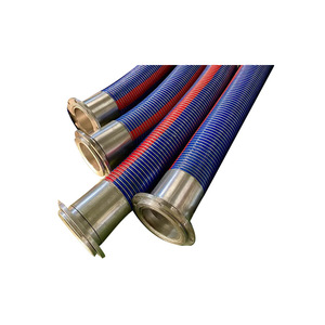 Manguera Compuesta Química Resistente a Ácidos y Álcalis con Franjas Rojas y Azules, Manguera de Transferencia de Aceite con Brida de Acero Inoxidable 304 - Product Image 1