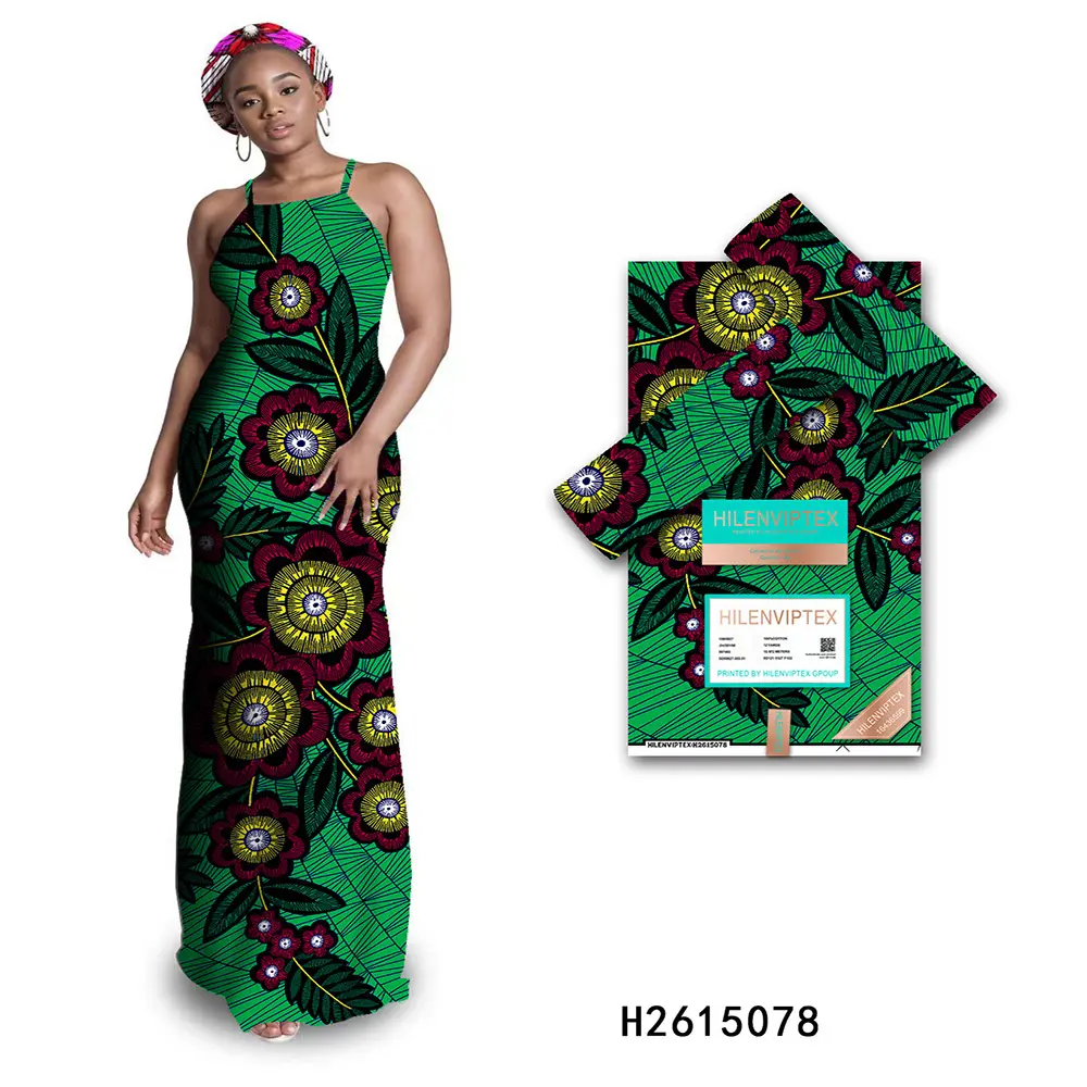 Vestido batik em tecido estampado cera com desenho africano tecido tradicional Pagnes135GSM