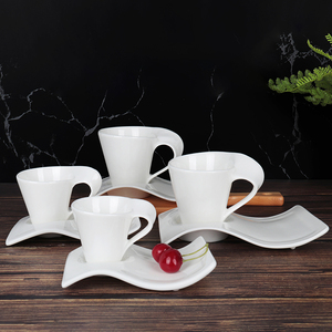 Custom <strong>White</strong> Ceramic Coffee Mug and Saucer <strong>Set</strong> Porcelain Breakfast Espresso Cup Afternoon <strong>Tea</strong> Cup Office Restaurant Drinkware - Product Image 3