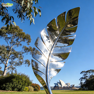 Escultura de Metal de arte público al aire libre, estatua de jardín moderna, escultura de acero inoxidable de hoja - Product Image 3