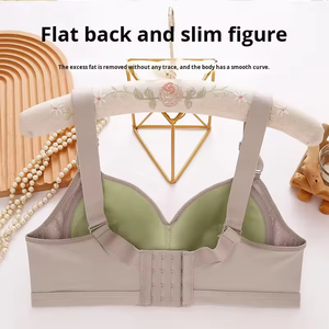 Soutien-gorge push-up sans fil grande taille de haute qualité, design dos élégant, maintien latéral, effet minimisant pour poitrines généreuses, soutien-gorge à bonnets fins - Product Image 2