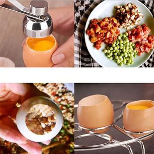 Egg Opener Hammer Touch Kitchen Gadgets Stainless Steel Boiled Egg Topper Shell Cutter Knocker Raw Egg <b>Cracker</b> Separator - Product Image 3