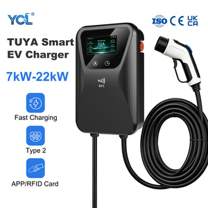 Borne de recharge murale intelligente pour véhicules électriques 7kW 11kW 22kW Type 2 avec contrôle WiFi via application Tuya – Marché mondial - Product Image 1