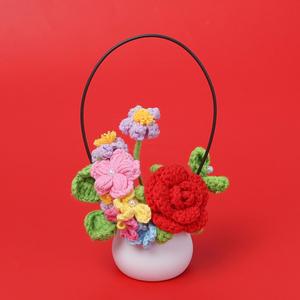 Cesta de Flores de Rosa Tejida a Crochet con Degradado, Hecha a Mano, para Plantas en Maceta, Regalos para Navidad, Halloween, Graduación, Día de la Madre - Product Image 3