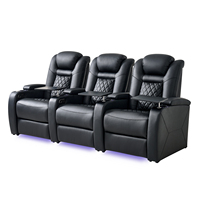 Canapé électrique moderne trois places en cuir véritable, multifonctionnel, extensible, avec fonction de relaxation et port USB, pour salon en bois