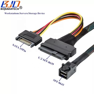 Nhà Máy Bán buôn Mini SAS HD SFF-8643 để u.2 SFF-8639 với 15 Pin SATA cáp điện 80cm cho 2.5 "U2 NVMe SSD - Product Image 1