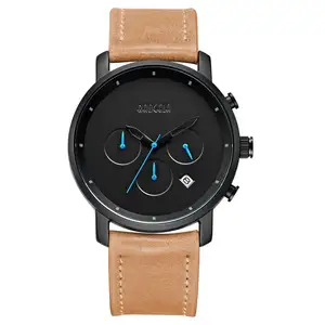 cheap price leather band mens watches chrono