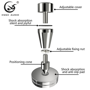 Support de haut-parleur audiophile, amplificateur CD, meuble YIVO XSSH en aluminium et acier inoxydable, pieds anti-vibrations Hifi avec pointes isolantes - Product Image 2