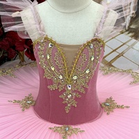 S0053 Tutu de ballet professionnel en tulle rigide pour enfants, avec corsage en velours et dentelle ornée de strass, pour spectacle de ballet