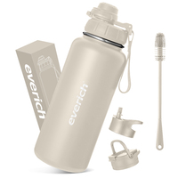 Bouteille d'eau de motivation transparente de demi-gallon de 32oz en acier inoxydable sans BPA avec marqueur de temps et paille Sports Gym avec logo personnalisé