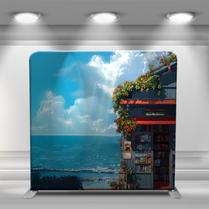Telón de fondo de cabina de fotos de tela de tensión de 8x8 pies soporte de aluminio ligero portátil con diseño personalizado - Product Image 4