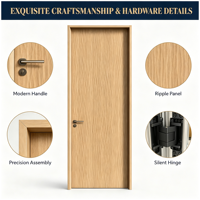 Porte battante intérieure contemporaine en bois sculpté décoratif, insonorisée, en polymère, pour hôtel et résidence, OEM ODM