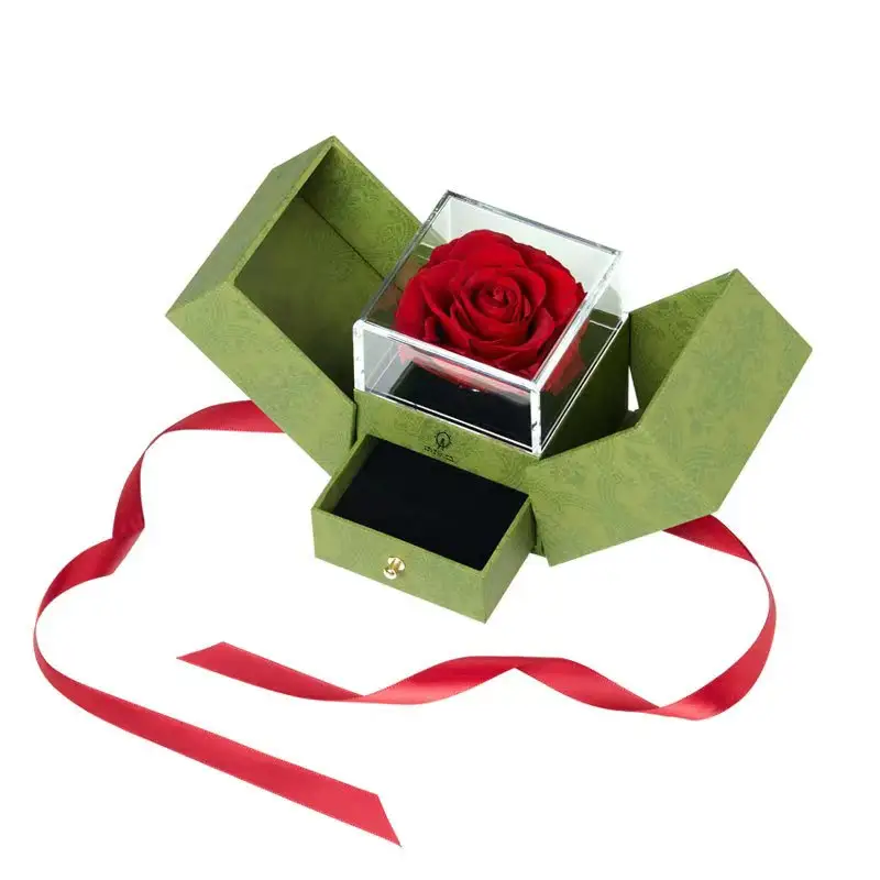 Индивидуальный логотип зеленый двойной открытый шарф подарочная коробка ювелирные изделия кольцо ожерелье браслет серьги Высококачественная упаковка картонная коробка