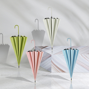 Vente en gros de luxe Parapluie de voyage droit semi-automatique Cadeaux d'affaires Capuchon rugueux personnalisé Design noir Fibre de verre - Product Image 3