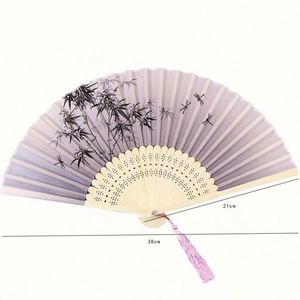Silk Folding <b>Fans</b> with Bamboo Frames for Dancing Cosplay Wedding Party Props Decoration Bamboo <b>Handheld</b> <b>Fans</b> - Product Image 5