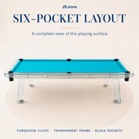 Table de billard moderne en verre cristal avec design transparent, couleurs personnalisables pour salle de jeux de luxe à domicile, mobilier de billard