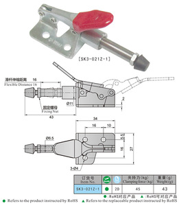 Chất lượng cao Trung Quốc thực hiện xử lý với lớp phủ cao su tối đa mở góc 190 độ ngang nhanh chóng kẹp SK3-021Z-1 - Product Image 6