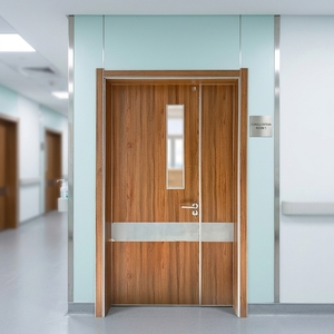 <span class=keywords><strong>Porte</strong></span> <span class=keywords><strong>de</strong></span> clinique HPS en bois, design moderne personnalisé Yonking, <span class=keywords><strong>porte</strong></span> d'hôpital antibactérienne en bois avec verre pour clinique - Product Image 2
