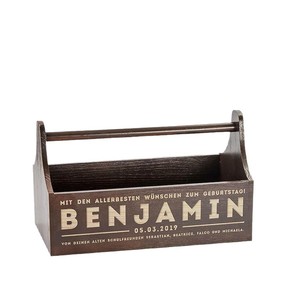 Boîte de rangement en bois, boîte à outils portable, organisateur de bureau multifonctionnel avec logo, boîte cadeau personnalisée - Product Image 5