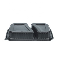 Boîte rectangulaire en plastique PP jetable pour restaurant, micro-ondable, 2 compartiments, logo personnalisé, conteneur alimentaire à emporter, boîte à lunch bento