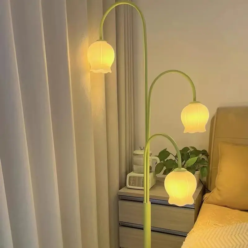 Современный креативный колокольчик Орхидея силиконовый абажур 3-легкий напольный светильник