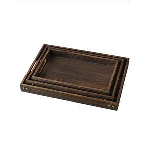 Paulownia Wood <b>Tea</b> <b>Tray</b> Rectangle With Brass Hardware For <b>Tea</b> Serving And Storage - Product Image 2