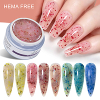 CaiXuan Euro ST Gel de construction floral printanier avec fleurs séchées naturelles et paillettes, Gel dur UV pour extension et sculpture d'ongles