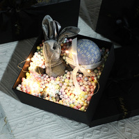 Boîte cadeau noire rigide écologique avec ruban à nœud gaufré, emballage de luxe pour les cadeaux d'anniversaire et de célébration