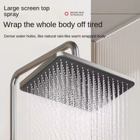 Ensemble de douche YF moderne à LED avec éclairage d'ambiance, mitigeur thermostatique, affichage numérique 2026, gris anthracite, touches piano, jet pluie, glissière douce/jet