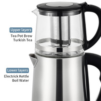 SKD – machine à thé électrique automatique 2 en 1, appareil à thé en verre, samovar turc, avec théière, 2,5 l