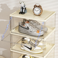 Organizador de Zapatos Personalizado Desmontable de Plástico Transparente Caja de Almacenamiento Plegable con Función de Succión Magnética para Sala de Estar