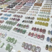 Lot de 10 faux ongles français œil de chat solides à presser, en ABS de haute qualité, forme amande carrée, motifs mixtes aléatoires, prix d'usine